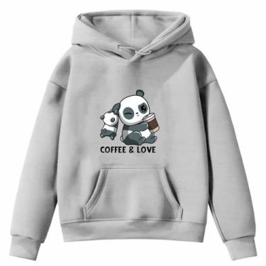 Imagem de Moletom Infantil Urso Love Coffee Café Desenho Infância Bolso Canguru 