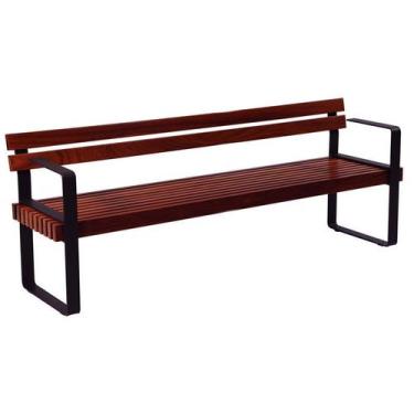 Imagem de Banco Urban Highline em Madeira 3 Lugares c/ Encosto Estrutura Aço Eco