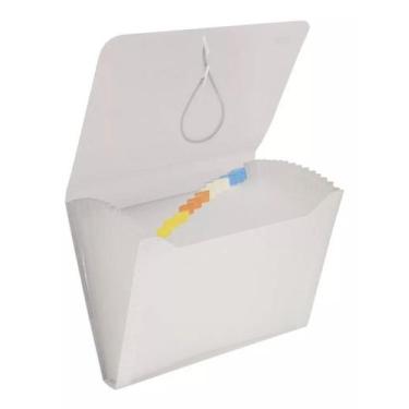 Imagem de Pasta Sanfonada Pequena Plástica Duplicata 12 Divisórias Tamanho 19x24