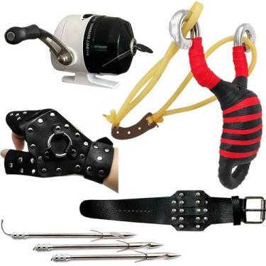 Imagem de Kit Pesca Atiradeira Estilingue Spincast Completo Luva Direita - Cmik
