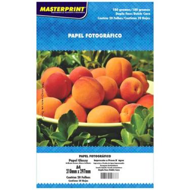 Imagem de Papel Glossy Dupla Face 180g A4 Fotográfico Branco Brilhante Masterpri