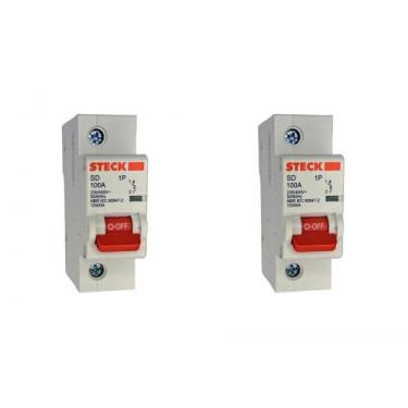 Imagem de Kit C/2 - Disjuntor Steck Din Unipolar100A Sd1 C Sdd1C100