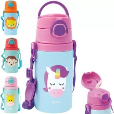 Imagem de Garrafa Garrafinha Infantil De Alumínio C/ Canudo Silicone Cor Unicorn