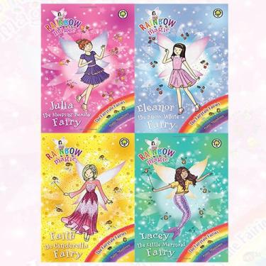 Imagem de Coleção de fadas de contos de fadas Daisy Meadows Rainbow Magic Series 4 Conjunto de livros (Lacey a Pequena Sereia Fada, Faith the Cinderela Fairy, Eleanor, a Fada da Branca de Neve, Julia, a Bela Adormecida)