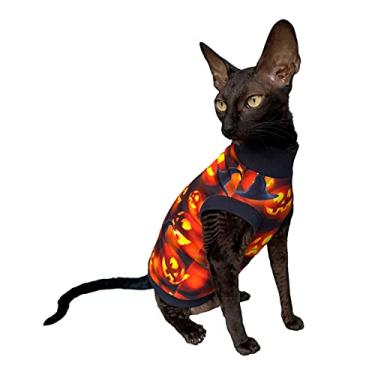 Imagem de Kotomoda Camiseta de gato sem pelo Luciano's Halloween para Sphynx e gato nu (grande)
