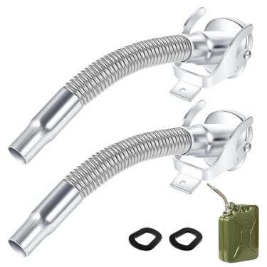 Imagem de BBTO 2 peças de bico flexível Jerry Can bico de aço inoxidável despejador de óleo bico de gás de nariz longo para lata de combustível Jerry da NATO, latas militares de 5 galões e latas de gás Blitz