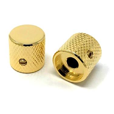 Imagem de Vintage Forge Gold Flat-Top Barrel Knobs for Fender Telecaster Guitar and Precision P-Bass (Set of 2) 1/4 Inch Solid Shaft BK30US-GLD