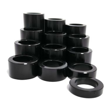 Imagem de Americruise Kit espaçador de eixo de roda de alumínio CNC com 13 peças I.D. 3/4'' - OD 3-1/20.3 cm para Harley Custom Bobbers and Choppers (preto, ID 3/4''-O.D.1-1/8'')