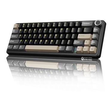 Imagem de Teclado mecânico sem fio para jogos ATTACK SHARK X66 com botão, modo triplo USB-C/BT5.0/2.4G com junta montada 60% RGB 66 teclas, keycap PBT, interruptor Strawberry Hot Swappable (Star Black)