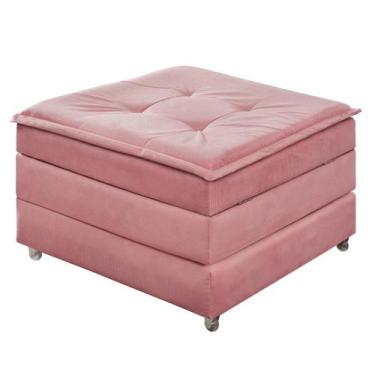 Imagem de Puff Dobrável Alto Padrão Vira Cama De Solteiro Multifuncional Com Bau