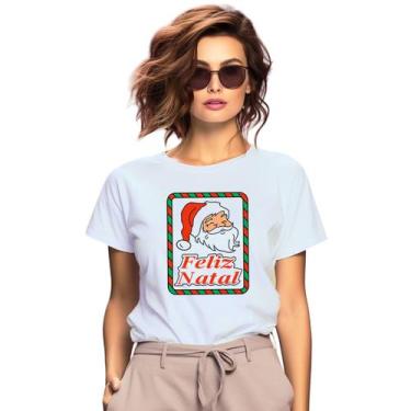 Imagem de Baby Look Natalina Feliz Natal Quadro Papai Noel Personalizada Feminin