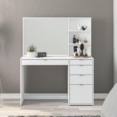 Imagem de Penteadeira com Espelho Blum 5 Gavetas Branca Politorno, Branco