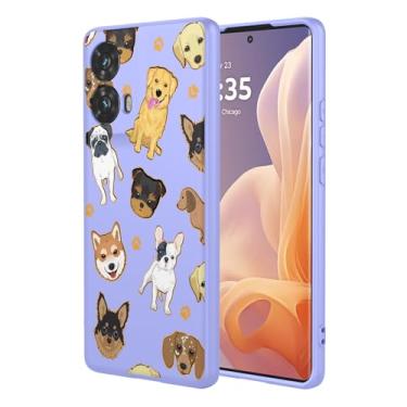 Imagem de KOARWVC Capa de telefone para Moto G85, Motorola G85 XT2427-3 capa fofa com design de padrão de gato fino protetor macio TPU bumper capa de telefone para Motorola Moto G85 cachorro roxo