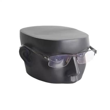 Imagem de LICONG-2020 Suporte de exibição de óculos de sol molde de cabeça de resina adereços de exibição de óculos de sol loja de óculos de janela suporte de exibição caixa de exibição de óculos (preto)