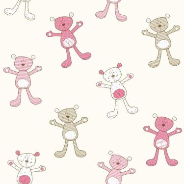 Imagem de Papel De Parede Fofura Baby Ursinhos Rosa E Marrom Ff4051