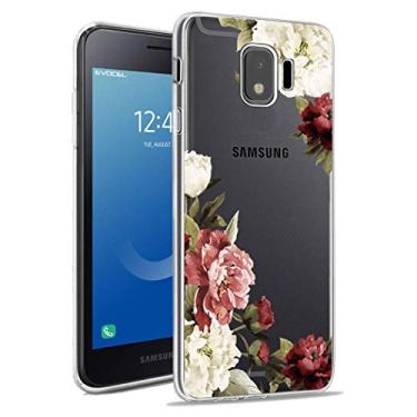 Imagem de Ueokeird Capa para Galaxy J2 Core, para Galaxy J2 Dash/J2 Pure/J260 Capa de telefone com flores, capa fina à prova de choque transparente com estampa floral macia TPU para Samsung Galaxy J2 Core