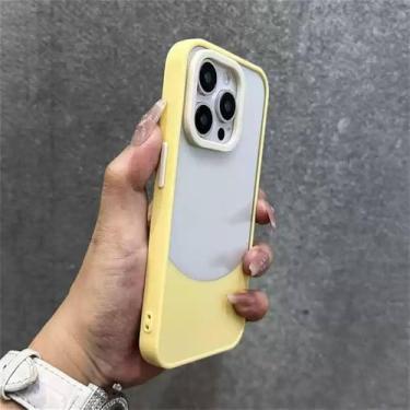 Imagem de Capa de celular transparente Splice Candy Color Match para iPhone 16 15 13 14 12 11 Pro Max Plus, proteção de lente transparente, capa macia, amarelo principal, para iPhone 13