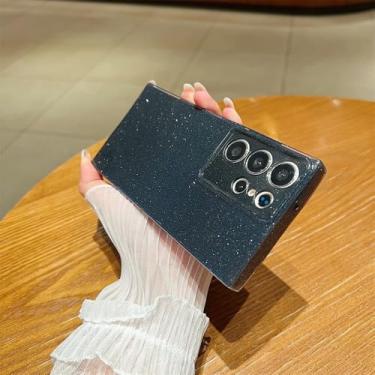 Imagem de Capa de silicone com glitter fluorescente para Samsung Galaxy S24 S23 Plus S23 Ultra, à prova de choque, proteção total, macia, preta, para S23 Ultra