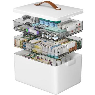 Imagem de Organizador de medicamentos CTIME portátil de 3 camadas com alça de co