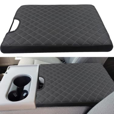 Imagem de LOCOY Capa de apoio de braço do console central para Ford F150 Acessórios 2015-2022, F250 F350 F450 Acessórios 2017-2022 com assento de salto 40/20/40, capa protetora para caixa de descanso de braço, almofada com tampa de apoio de braço (linha cinza)