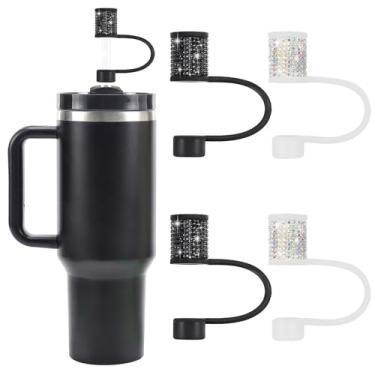 Imagem de Conjunto de acessórios de copo Stanley, 4 peças, capa de canudo de diamante brilhante, tampa de canudos para Stanley 30 e 1,134 g com copos, acessórios de tampa de 1 cm para copo de copo, topo de