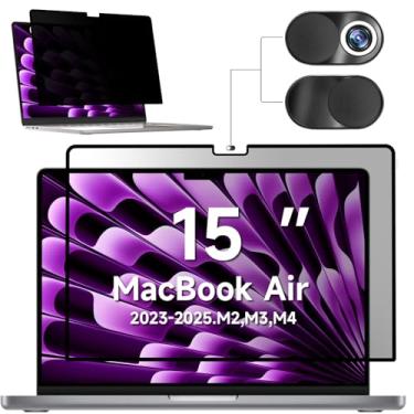 Imagem de Mamol Tela de privacidade para MacBook Air de 15 polegadas (2023-2024, M2, M3) - A2941 A3114, MagicSuction™ Adsorção a vácuo removível, antiespião, filtro de luz azul antirreflexo para laptop Mac