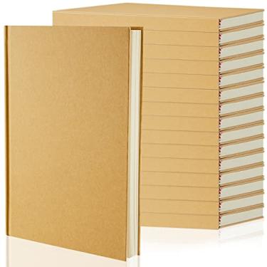 Imagem de Henoyso 16 cadernos em branco A5 diários a granel 100 folhas/200 páginas, cadernos de artesanato sem forro, cadernos kraft, capa dura para escrever, desenhar, para presentes, estudantes, escola