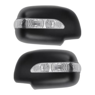 Imagem de X AUTOHAUX Par de tampa do espelho do lado do passageiro do motorista do carro sobreposição preta fosca para Lexus RX330 RX300 RX350 RX450h 2003-2008 serve com lâmpadas LED capas de proteção de