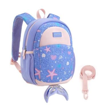 Imagem de Mochila infantil mommore Mermaid Neoprene com coleira infantil 2-4Y