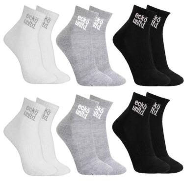 Imagem de Kit 6 Pares Meias Ecko Unltd Cano Médio Feminino, Colors, 34-38