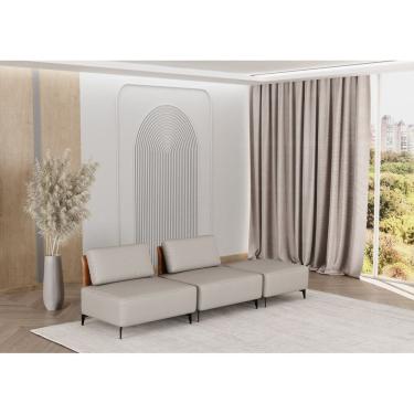 Imagem de Sofá Dream Box Moderno Modular 3,0m Bege com Courino Terracota - Rede Móveis