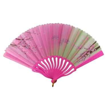 Imagem de Leque Dobrável Portátil Estilo Japonês Florido 43cm(Rosa)