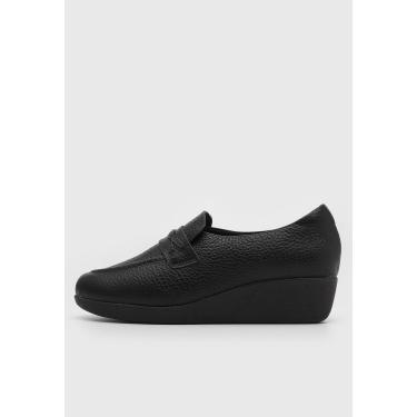 Imagem de Mocassim Anabela Usaflex Liso Preto Usaflex 6264PL feminino