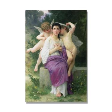 Imagem de Impressões de arte William Adolphe Bouguereau - Pintura de retrato - (O Despertar dos Corações) - Pôster temático de mitologia grega - Pôster de decoração de parede vintage. Somente tela de 70 x 105