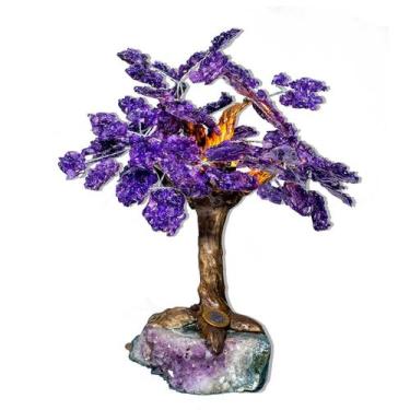 Imagem de Luminária Árvore de Ametista Decoração 2,4Kg 30cm Classe A - Cristaisd