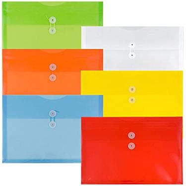 Imagem de JAM Paper Envelope de plástico com fecho de botão e cordão - Folheto legal - 22,5 x 35,7 x 3,8 cm - Cores primárias sortidas - 6/pacote