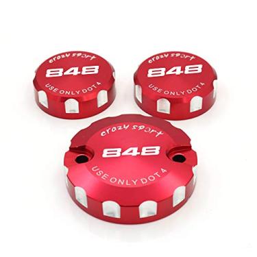 Imagem de crazy sport Tampa da embreagem do freio dianteiro e do reservatório de freio traseiro serve para DUCAT 848/EVO 2008-2013 tampa copo tanque de óleo acessórios de motocicleta com logotipo (vermelho)