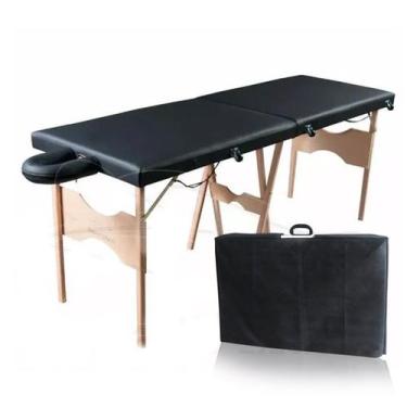 Imagem de Maca Portátil Madeira 200kg + Capa De Proteção - SANTA Fé MACAS, Preto