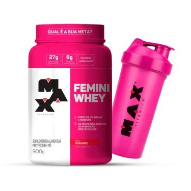 Imagem de Combo Max Titanium Femini Whey 900g e Coqueteleira 700mL-Feminino