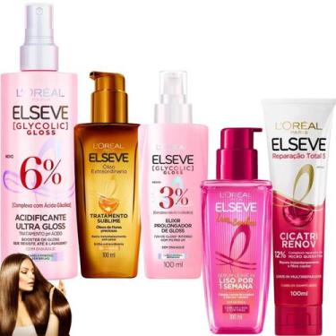 Imagem de Kit Elseve Óleo Acidificante Elixir Sérum Leave In Novo Liso - L'oreal