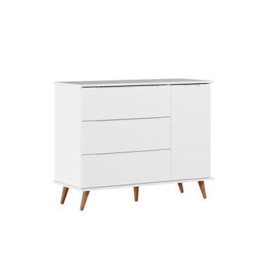Imagem de Cômoda Infantil Branco Retrô Lunna 3 Gavetas Peternella