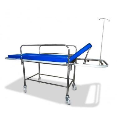 Imagem de Maca Carro Padiola Hospitalar Inox Azul Royal Com Rodízios e Suporte d