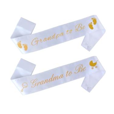 Imagem de Cherub & Stork Conjunto De Faixa Para Avó E Avô - Branco Com Letras Douradas, Presentes Avós, Chá Bebê Meninos Meninas, Decoração Pais, Revelação Gênero, Presente Avó, Lembrancinha Avô, Mamãe Matern