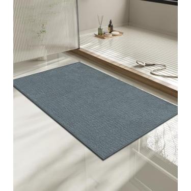 Imagem de chakme Tapete de banheiro 91 x 61 cm, tapete de banho ultrafino antiderrapante de secagem rápida para piso de banheiro, (azul claro, 91 cm x 61 cm)