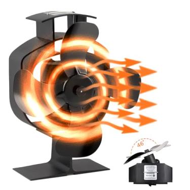 Imagem de HUAREW Ventilador De Fogão A Lenha 4 Lâminas, Lareira Oscilante Alimentado Por Calor, Rotação 46° Esquerda-Direita Com Controle Botão Para Aquecedor Lenha/Aquecedor Gás Doméstico