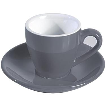 Imagem de ionEgg Xícara de café expresso de porcelana com pires, copo de café expresso, 80 ml, cinza