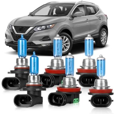 Imagem de OQSNCV Kit De Lâmpadas Farol Halógenas Para Nissan Rogue (2008-2013), Alto 9005 + Baixo H11 Neblina, Pacote Com 6