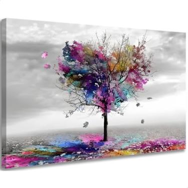 Imagem de Quadro Árvore Colorida Borda Infinita Para Sala Recepção Impressão Em Alta Resolução