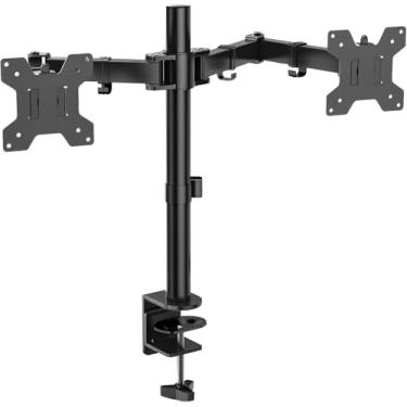 Imagem de Suporte Articulado para Monitor Full-Motion, Braço Flexível com Pistão a Gás, Compatível com Monitores de 17'' a 35'', Preto, Ajuste Ergonômico, Braçadeira de Mesa Configurações de Tela Única ou Dupla
