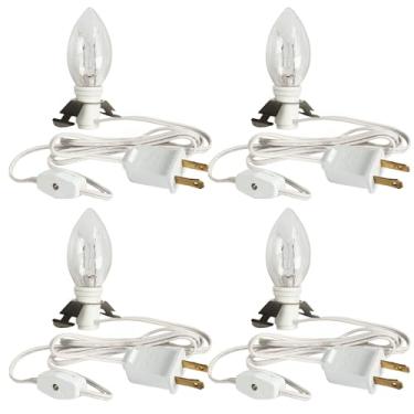 Imagem de Dazzle Bright Pacote Com 4 Acessórios De 6 Pés Lâmpada Incandescente, Soquete E12, Plugue Branco Liga/Desliga, Lâmpadas Candelabro C7 Para Decoração Natal, Casa Vila Natalina